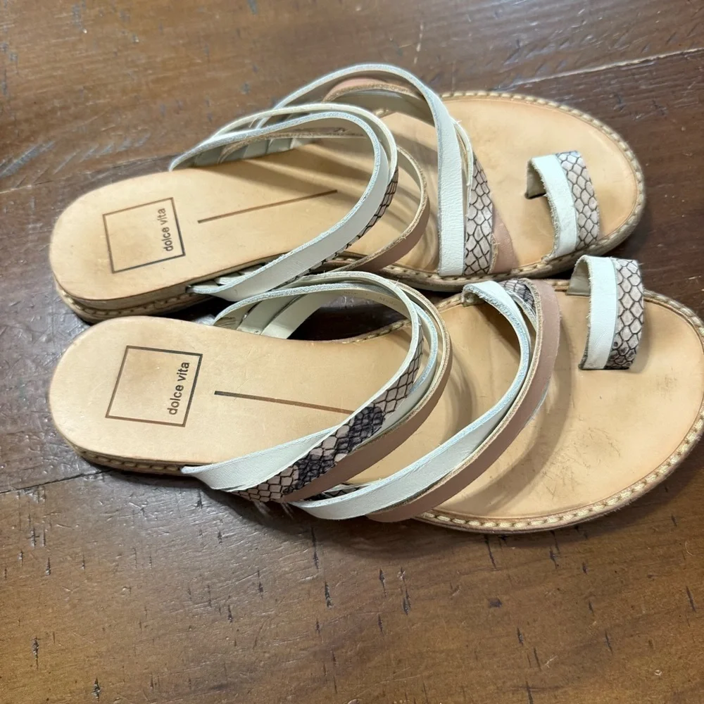 Dolce Vita Cream and Tan Sandals with Strappy Design size 7